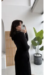 Moses Parmak Geçmeli Kapüşonlu Hırka - Siyah