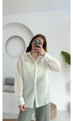 MS İnce Çizgili Yeşil Gömlek