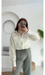 MS İnce Çizgili Yeşil Gömlek