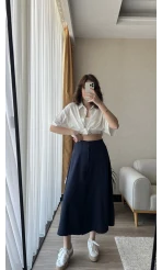 MSD Etiketli Lacivert Düğmeli Etek