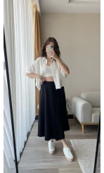 MSD Etiketli Siyah Düğmeli Etek