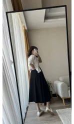 MSD Etiketli Siyah Düğmeli Etek