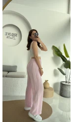 Müslin Cepli Pantolon Pembe 0448