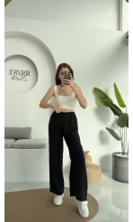 Müslin Cepli Pantolon Siyah 0448