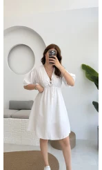 Müslin Kısa Becca Elbise Beyaz