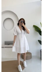 Müslin Kısa Becca Elbise Beyaz