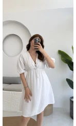 Müslin Kısa Becca Elbise Beyaz