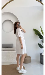Müslin Kısa Becca Elbise Beyaz
