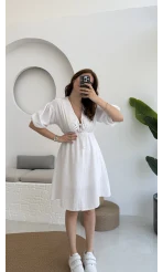 Müslin Kısa Becca Elbise Beyaz