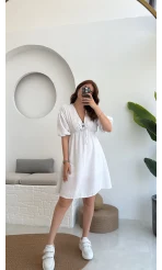 Müslin Kısa Becca Elbise Beyaz