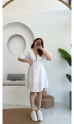 Müslin Kısa Becca Elbise Beyaz