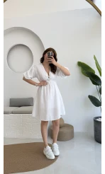 Müslin Kısa Becca Elbise Beyaz