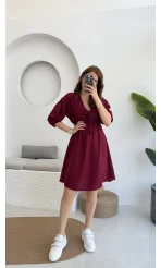 Müslin Kısa Becca Elbise Bordo