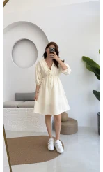 Müslin Kısa Becca Elbise Ekru