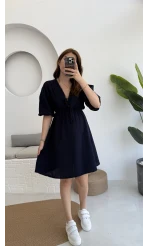 Müslin Kısa Becca Elbise Lacivert