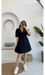 Müslin Kısa Becca Elbise Lacivert