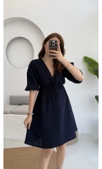 Müslin Kısa Becca Elbise Lacivert
