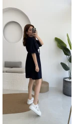 Müslin Kısa Becca Elbise Lacivert