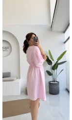 Müslin Kısa Becca Elbise Pembe