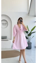 Müslin Kısa Becca Elbise Pembe