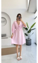 Müslin Kısa Becca Elbise Pembe