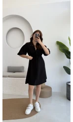 Müslin Kısa Becca Elbise Siyah