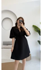 Müslin Kısa Becca Elbise Siyah