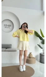 Müslin Kısa Etek Açık Sarı 0464