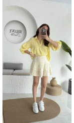 Müslin Kısa Etek Açık Sarı 0464
