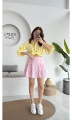 Müslin Kısa Etek Pembe 0464