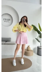 Müslin Kısa Etek Pembe 0464