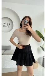 Müslin Kısa Etek Siyah 0464