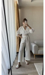 Müslin Kumaş Beyaz Pantolon