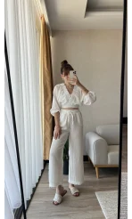 Müslin Kumaş Beyaz Pantolon