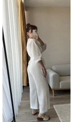 Müslin Kumaş Beyaz Pantolon