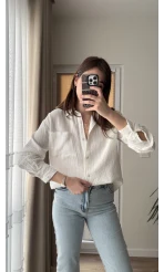 Müslin Kumaş Gömlek Beyaz