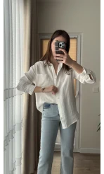 Müslin Kumaş Gömlek Beyaz