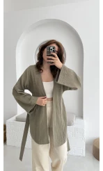 Müslin Kumaş Kimono Haki - 7011