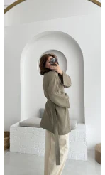 Müslin Kumaş Kimono Haki - 7011