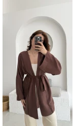Müslin Kumaş Kimono Kahve - 7011