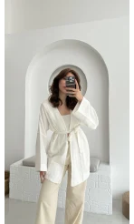 Müslin Kumaş Kimono Kırık Beyaz - 7011