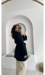 Müslin Kumaş Kimono Lacivert - 7011