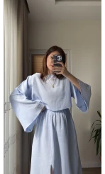 Müslin Kumaş Lssy Etekli Takım - Bebe Mavisi
