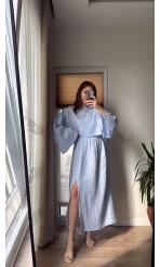 Müslin Kumaş Lssy Etekli Takım - Bebe Mavisi