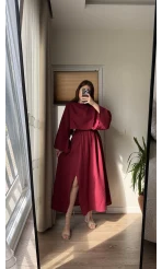 Müslin Kumaş Lssy Etekli Takım - Bordo