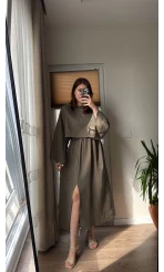 Müslin Kumaş Lssy Etekli Takım - Haki