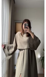 Müslin Kumaş Lssy Etekli Takım - Haki