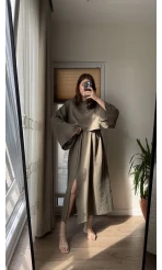 Müslin Kumaş Lssy Etekli Takım - Haki
