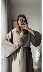 Müslin Kumaş Lssy Etekli Takım - Haki