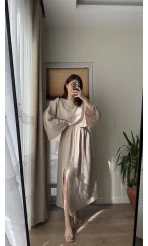 Müslin Kumaş Lssy Etekli Takım - Krem
